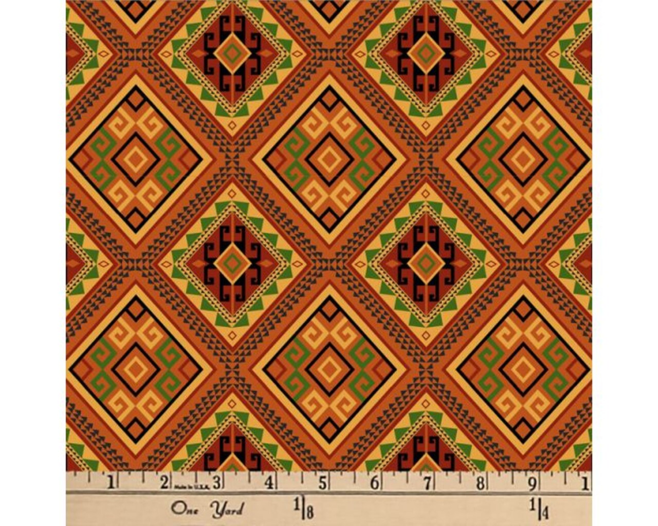 Tribal Diamonds Sunset Cotton Fabric | By the Yard | Sewing and Crafting | 44 inches wide